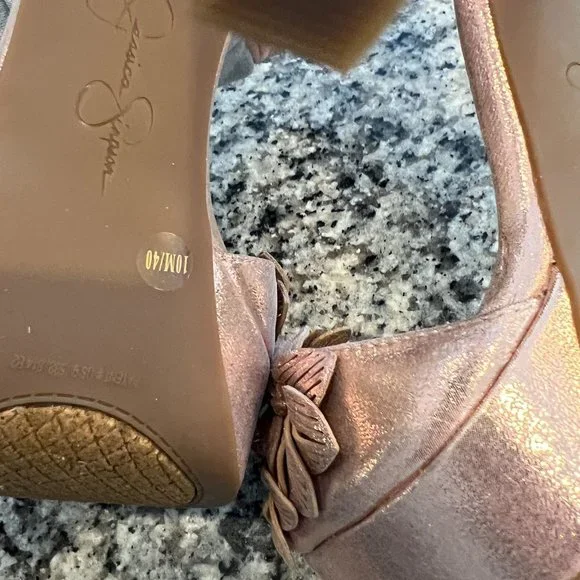 Jessica Simpson Womens Sz 10 Rose Gold Glitter Platform Heels Pink GUC - Picture 8 of 8